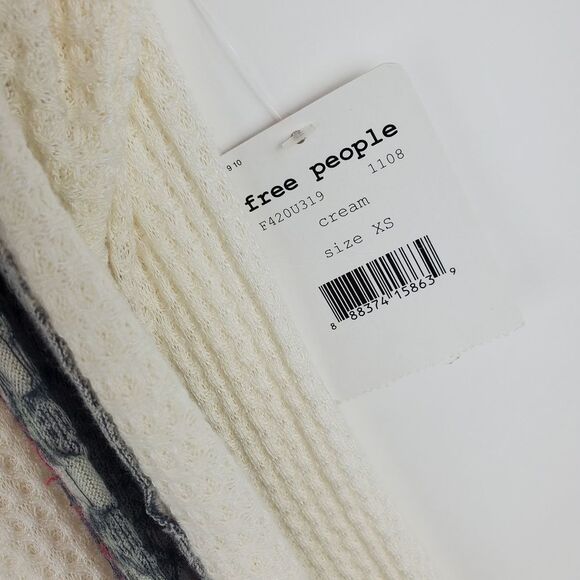 FREE PEOPLE Raw Edge Striped Thermal Long Sleeve Hi Low Tunic Top Shirt Sweater - Picture 7 of 9